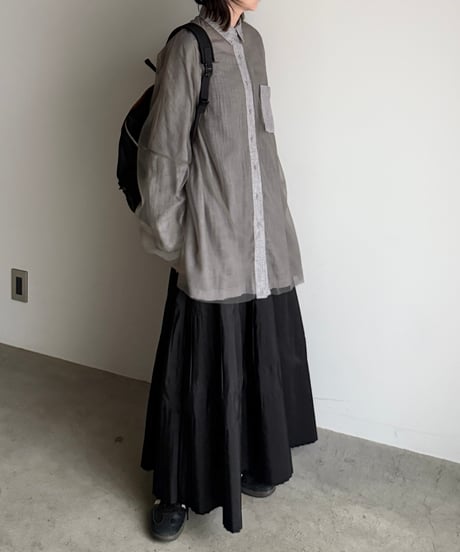tuck pleats flare skirt