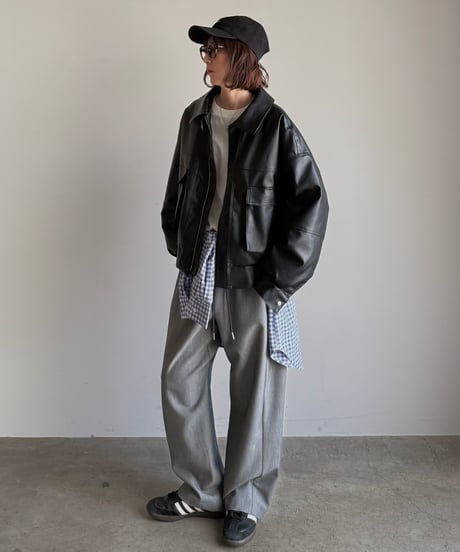 quilting fake leather jacket