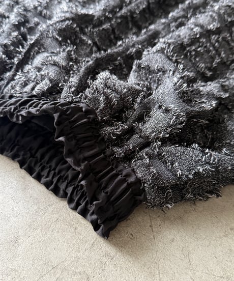 fringe block check skirt