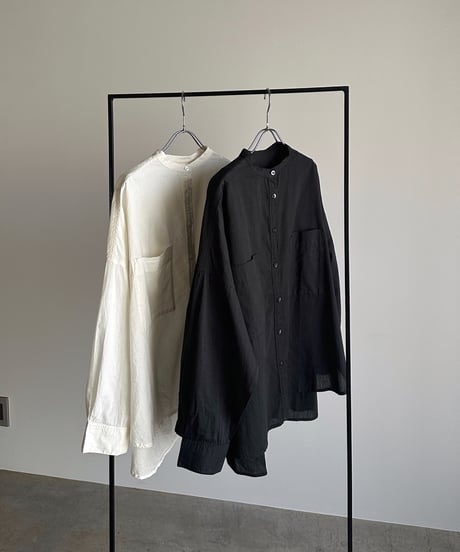 stand collar boyish shirt〈plain〉