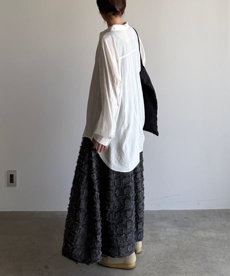 fringe block check skirt