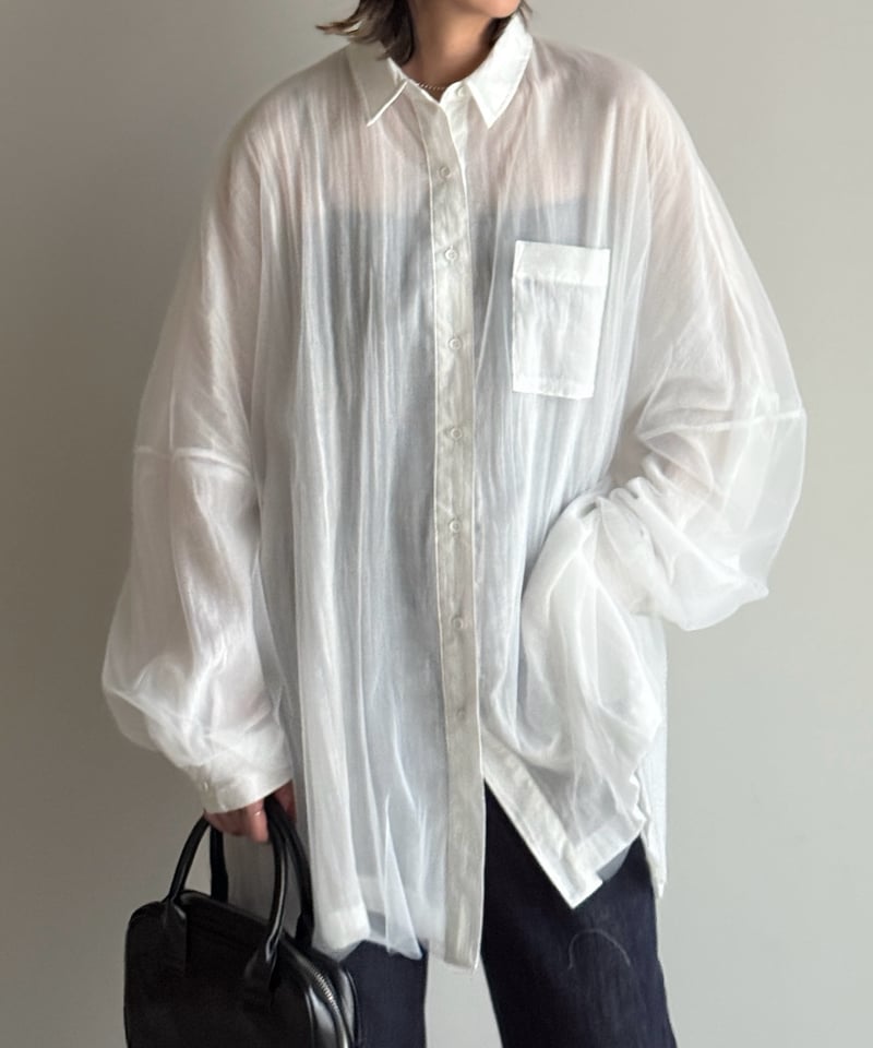 ARULLE/tulle over gauze shirt/グレージュ/ tulle over gauze shirt | ARULLE