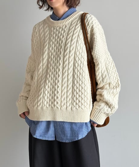 【POPUP】aran cable knit pullover