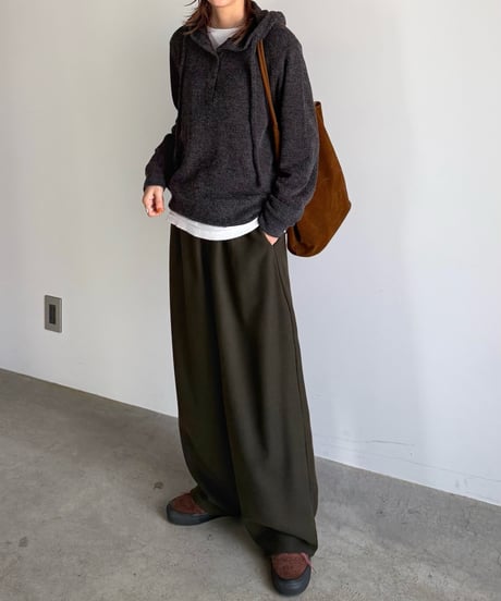 half button knit hoodie