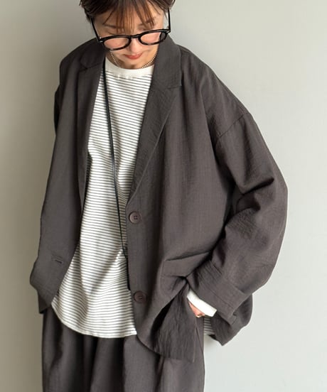 long rib sleeve pullover〈border〉