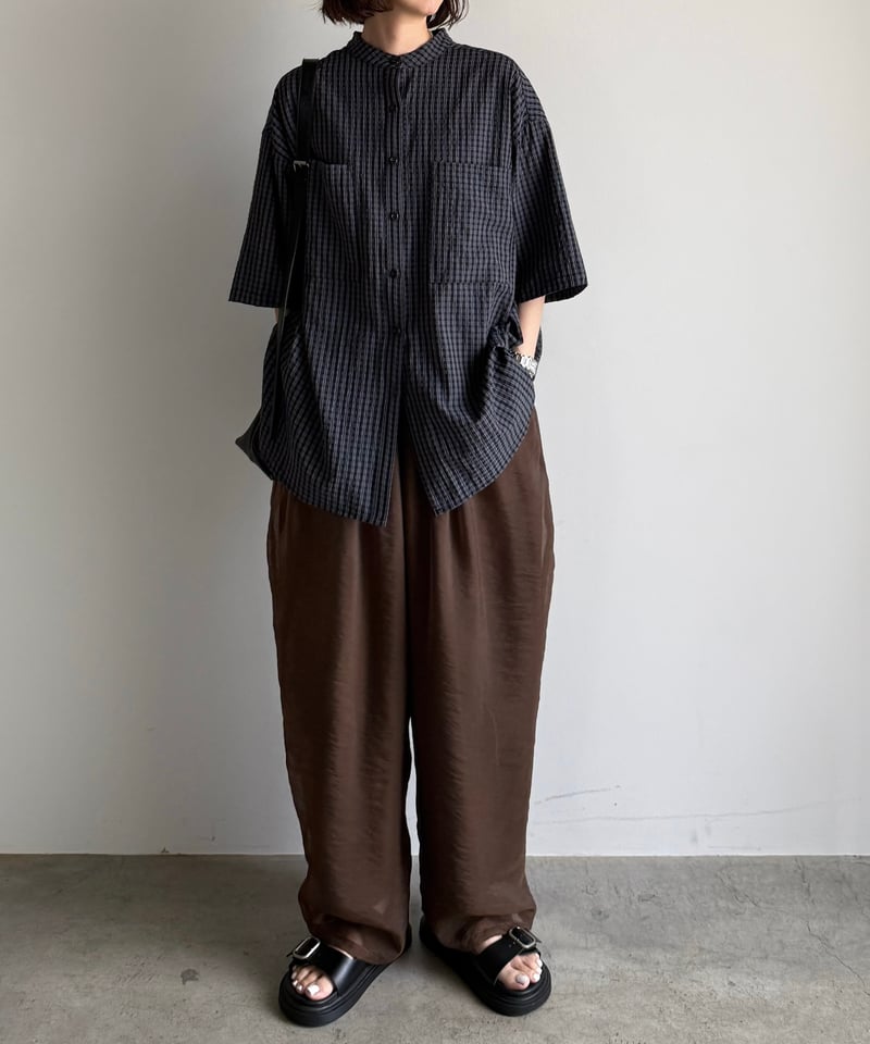 band collar check shirt | ARULLE