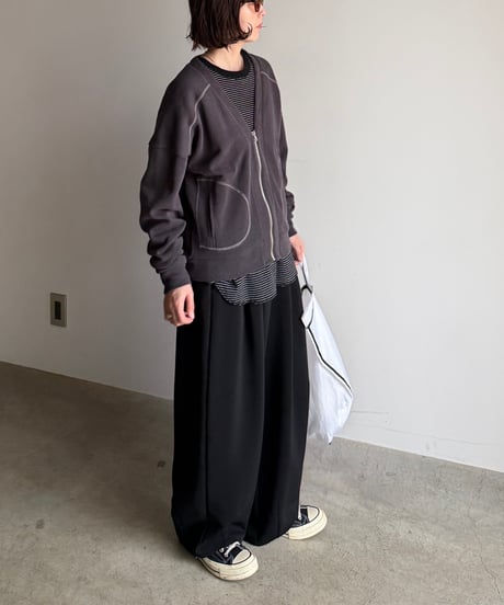 color stitch zip cardigan