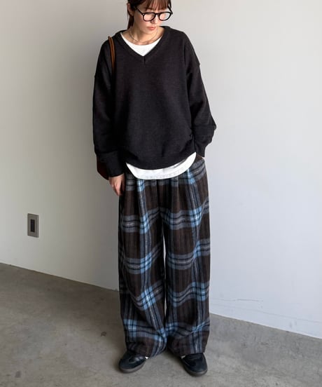 flannel check easy pants