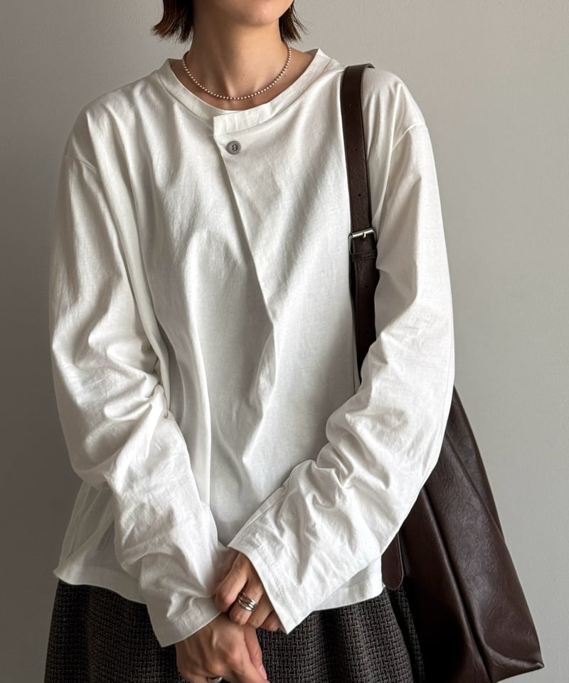 neck button long t-shirt | ARULLE