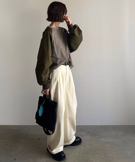 three tuck cotton slacks
