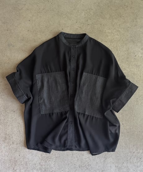 denim pocket sheer shirt
