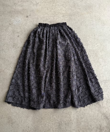 fringe block check skirt