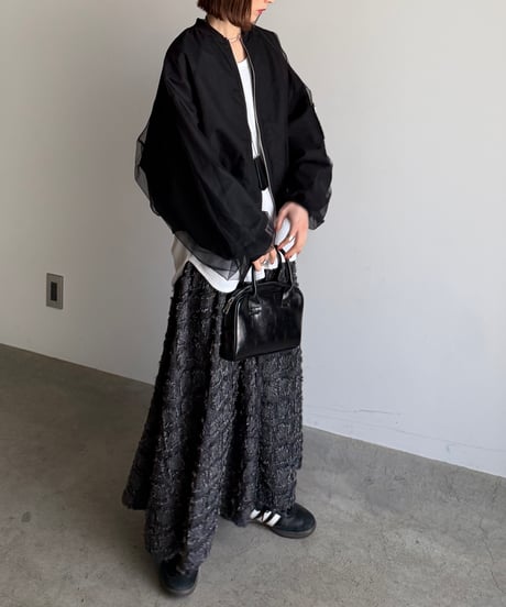fringe block check skirt