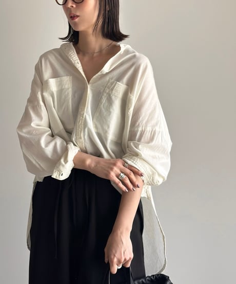 stand collar boyish shirt〈plain〉