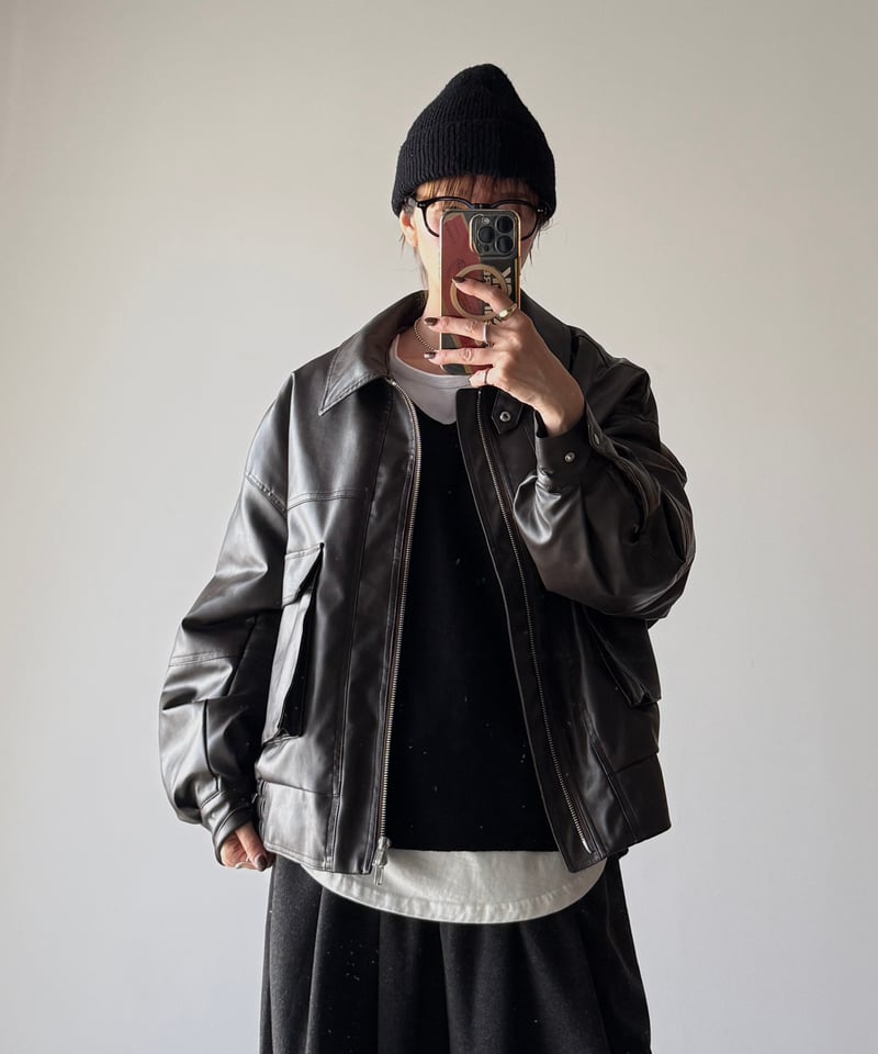 quilting fake leather jacket | ARULLE