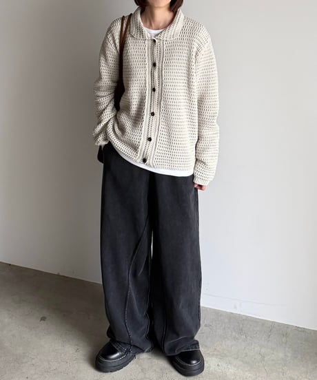 crochet style knit cardigan