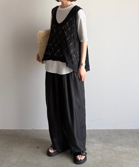 sheer lyocell tuck pants