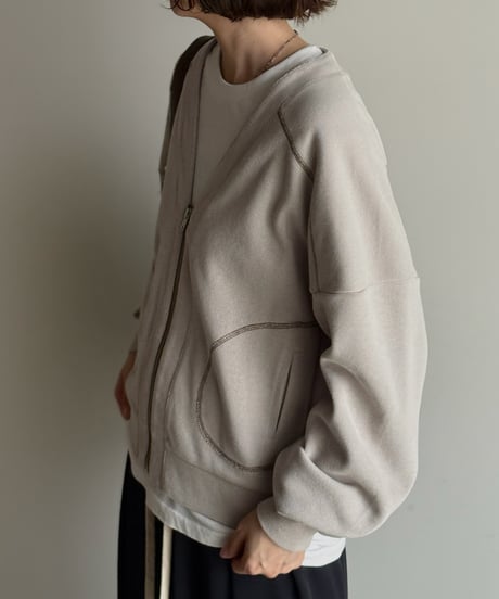 color stitch zip cardigan