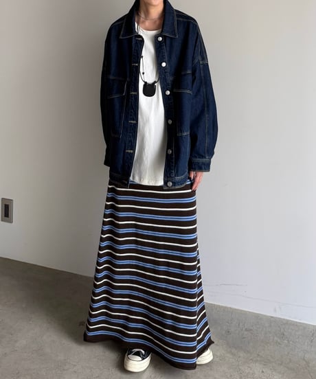 multi border knit skirt