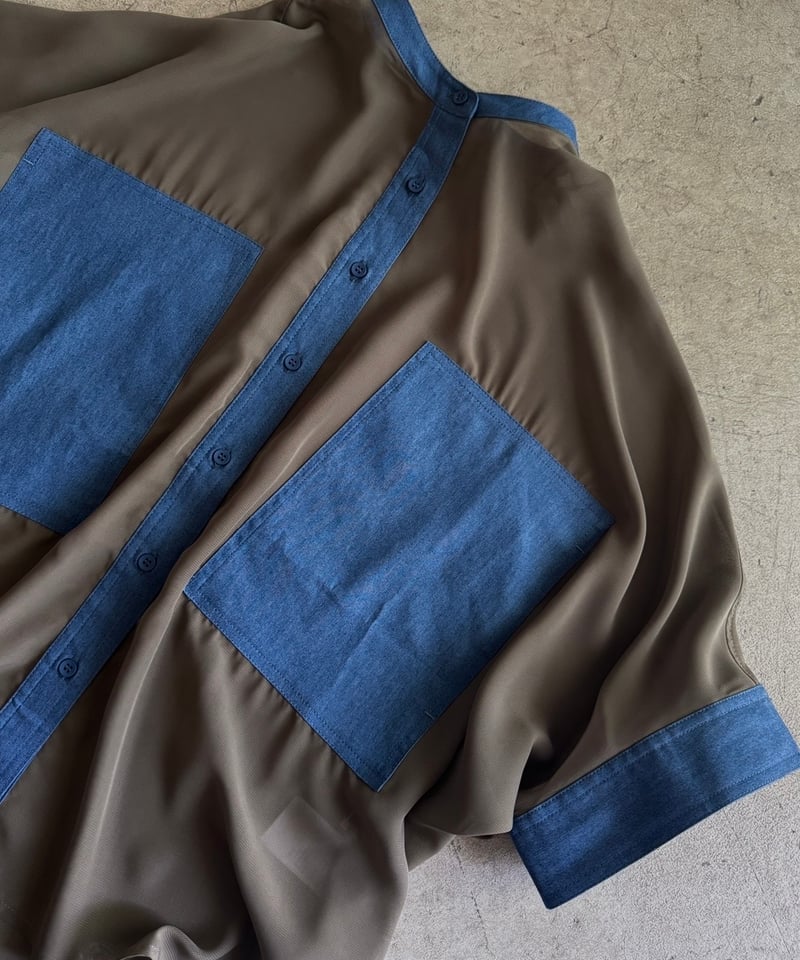 denim pocket sheer shirt | ARULLE