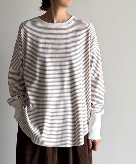 long rib sleeve pullover〈border〉