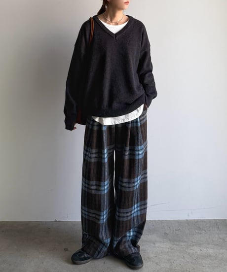 flannel check easy pants