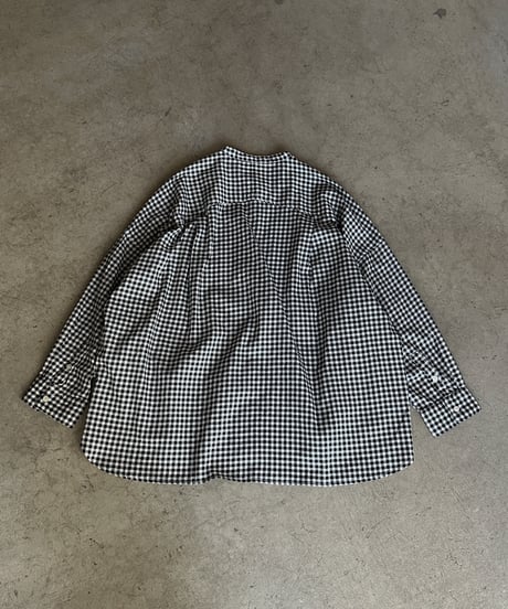 stand collar boyish shirt〈check〉