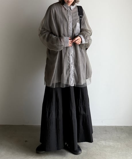 tuck pleats flare skirt