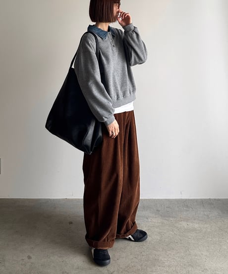denim collar polo sweat