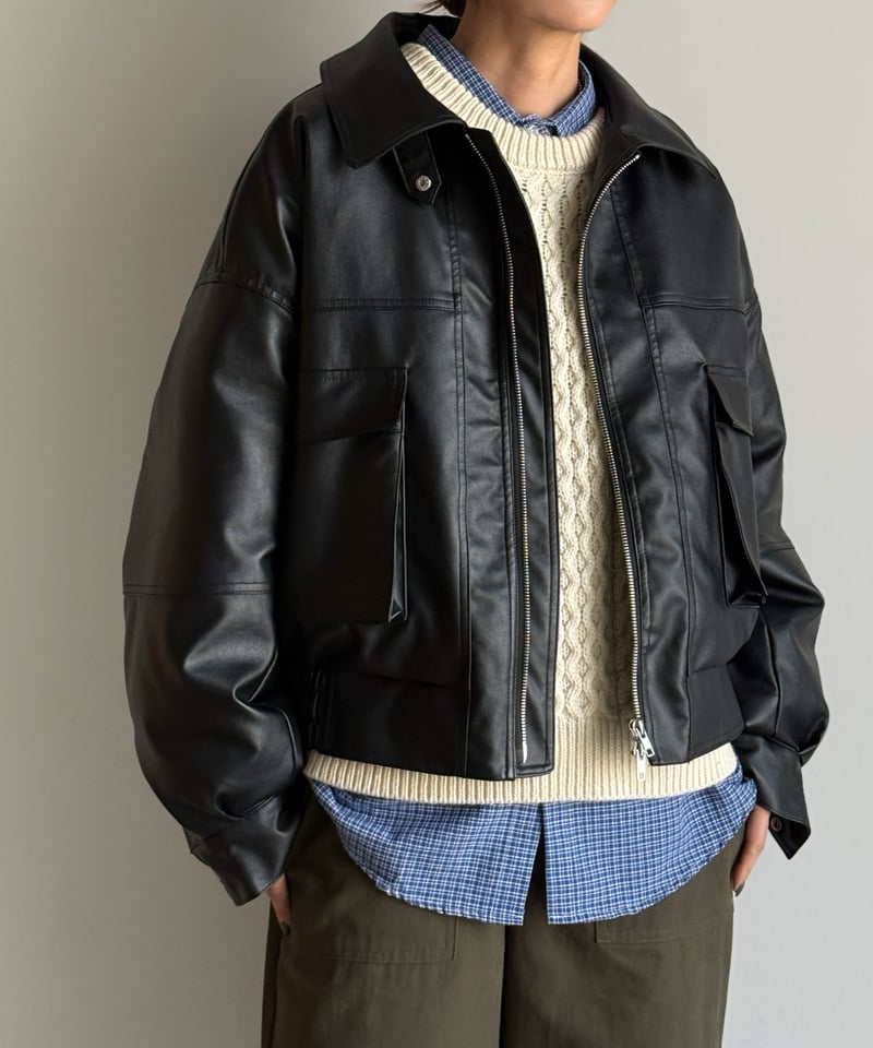 quilting fake leather jacket | ARULLE