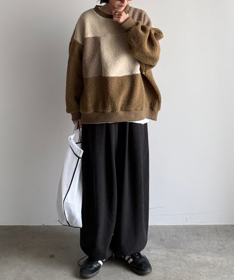 patchwork boa pullover