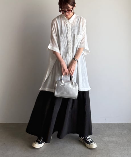 tuck pleats flare skirt