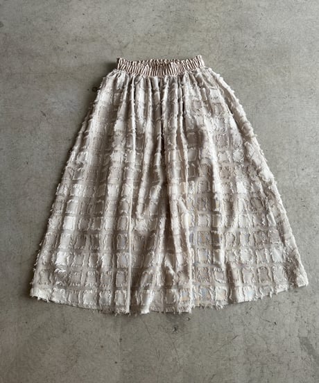fringe block check skirt