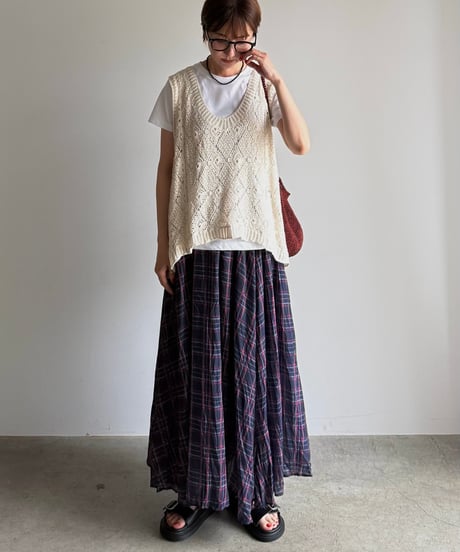tartan check crinkle skirt