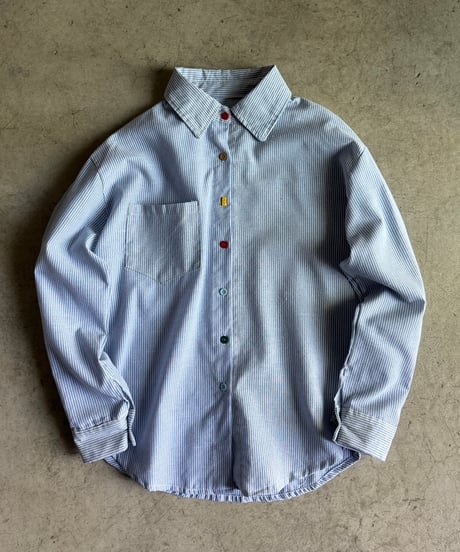 colorful button stripe shirt