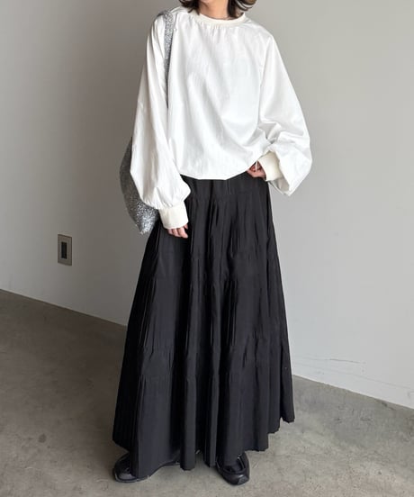 tuck pleats flare skirt