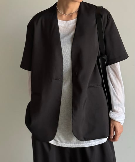 v-collar short sleeve jacket (set up対応)