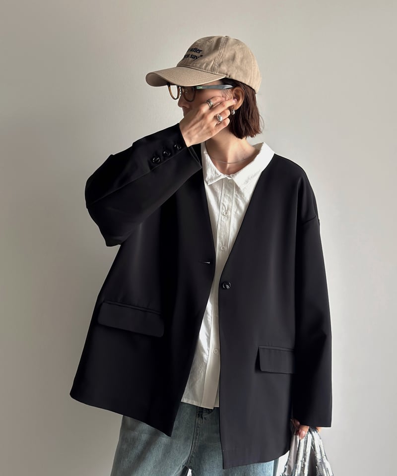ジャケット・アウター ARULLE collarless cocoon jacket ARULLE collarless cocoon jacket