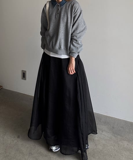 denim collar polo sweat