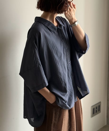 back shirring check shirt【一部予約】