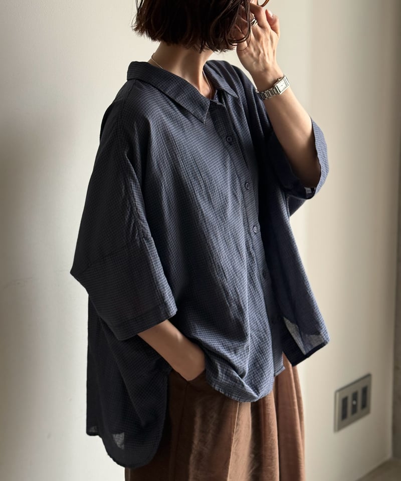 back shirring check shirt【一部予約】 | ARULLE