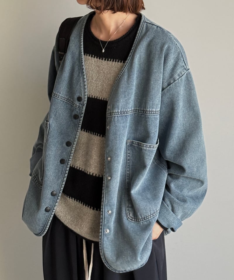 v-collar denim jacket | ARULLE