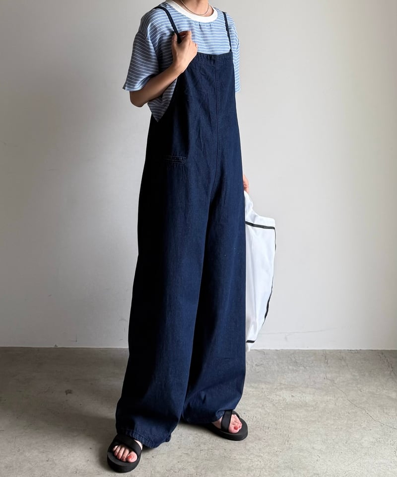 back shirring denim salopette | ARULLE