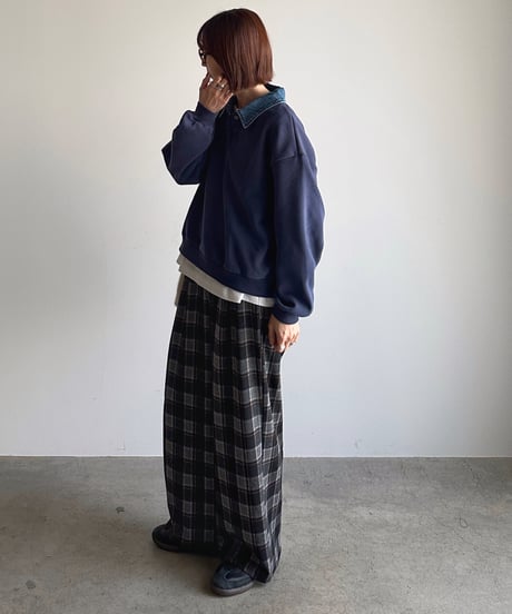 denim collar polo sweat