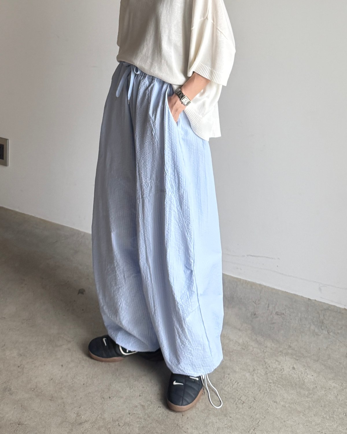 RUSSELUNOR ストライプスポーツパンツ ストライプワイドパンツ