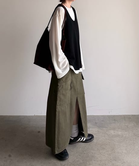 military cargo long skirt