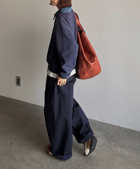 denim collar polo sweat