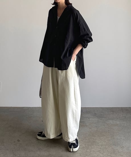 stand collar boyish shirt〈plain〉
