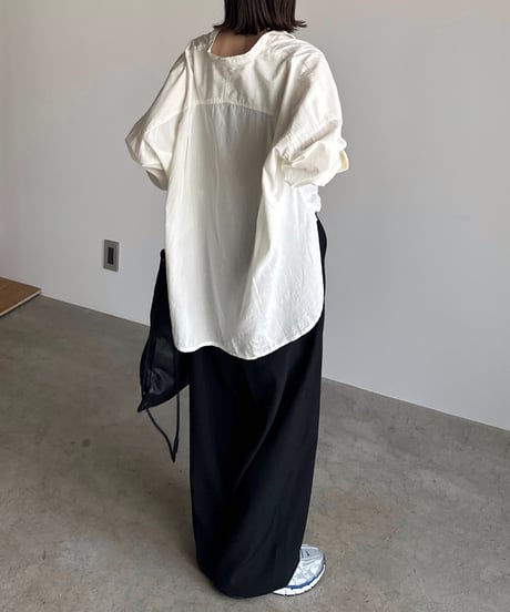 stand collar boyish shirt〈plain〉