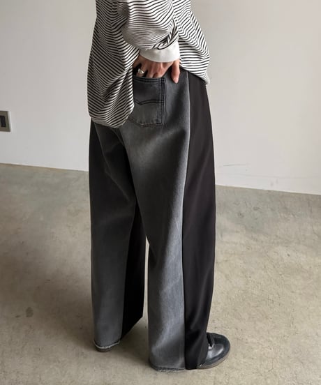 half & half denim pants